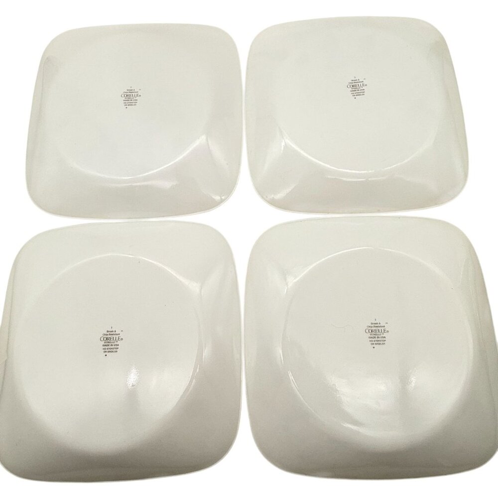 Corelle Twilight Grove Set 4 Square Luncheon Plates Green Floral Leaf USA 9 In - Picture 4 of 7